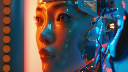 Poster - AI Artificial Intelligence Education technology concept Women use Laplets Learn online webinars successfully Use AI to Generate Business Development New ideas for success technology of : Generative AI