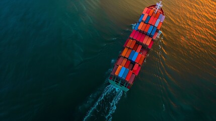 Poster - Aerial view of the freight shipping transport system cargo ship container international transportation Exportimport business logistics transportation industry concepts : Generative AI