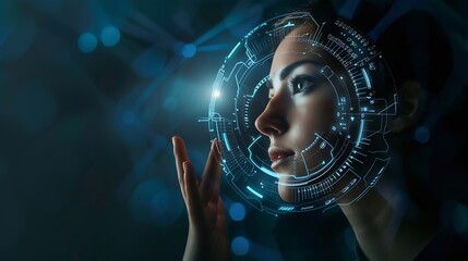 Poster - AI Artificial Intelligence Education technology concept Women use Laplets Learn online webinars successfully Use AI to Generate Business Development New ideas for success technology of : Generative AI