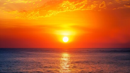 Poster - Beautiful orange sunset over the ocean : Generative AI