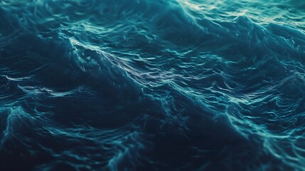 Poster - Water Texture Deep Blue Ocean Surface with Waves : Generative AI