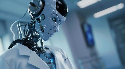 Poster - Medical technology doctor use AI robots for diagnosis care and increasing accuracy patient treatment in future Medical research and development innovation technology to improve patient : Generative AI