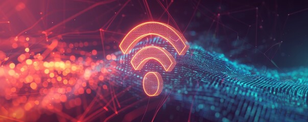 Aufkleber - Wifi symbol over abstract digital background, technology concept