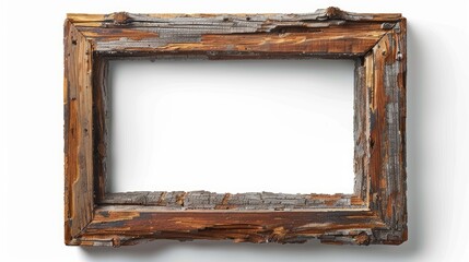 Poster - Rustic Wood Frame on White Background