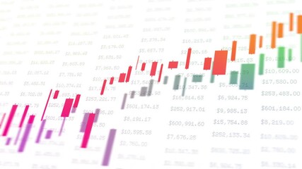 Wall Mural - Digital, financial and stock or market for trading with graph, investment and finance dashboard of economy growth. Statistics, cryptocurrency and information, numbers inflation and future chart