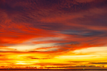 Poster - Nature landscape beautiful Light Sunset or sunrise over sea,Colorful clouds dramatic sky seascape,Amazing clouds in sunset sky background