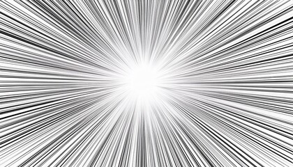 Wall Mural - black and white sunburst abstract on white and transparent background ray burst explosion comic big bang superhero action speed frame radial lines monochrome design element textured backdrop