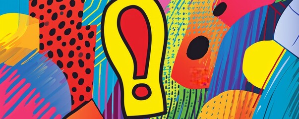 Aufkleber - Colorful abstract pop art illustration with exclamation mark