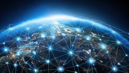 Poster - Global Network Connectivity Over Earth at Night