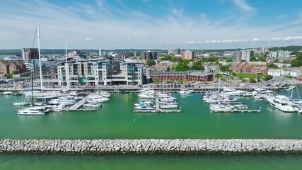 Wall Mural - Harbour and Marina over Poole Quay from a drone, Poole, Dorset, England