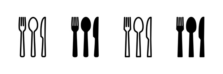 Wall Mural - Fork, Spoon, and Knife isolated on white background. Restaurant icon. food icon. Eat. Cutlery icon.