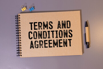 Poster - Terms and conditions text in legal agreement or document about service, insurance or loan policy.