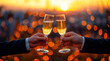 © Christian Müller - two businessmen in suits toast each other with champagne, closeup