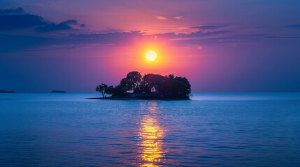 Beautiful nightly seascape with lighthouse and moody sky at the sunset.