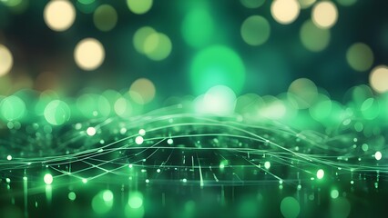 A green background with a lot of dots and a green line