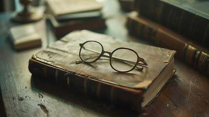 Aufkleber - book and glasses