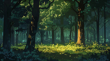 Aufkleber - Panoramic Sunny Forest in Autumn