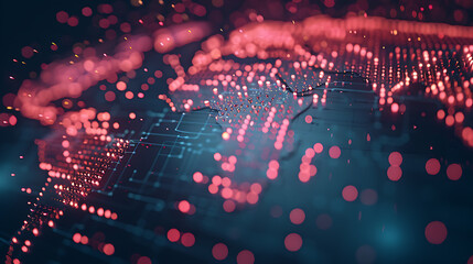 Aufkleber - Global network concept. World map point. Global network planet Earth. 3D rendering.