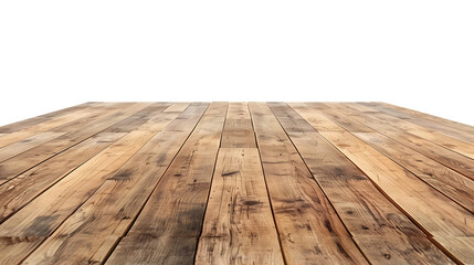 Perspective view of wood or wooden table top corner on isolated background including clipping path