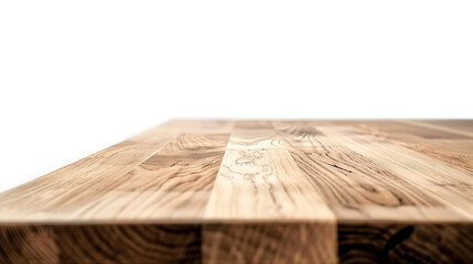 Poster - Perspective view of wood or wooden table top corner on isolated background including clipping path