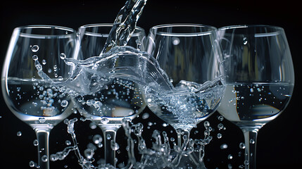 Poster - pouring water in a glass collection isolated