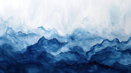 Poster - Abstract blue watercolor painted background