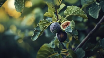 Canvas Print - Ripe Figs on Branch