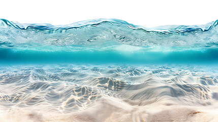 water wave underwater blue ocean swimming pool wide panorama background sandy sea bottom isolated white background