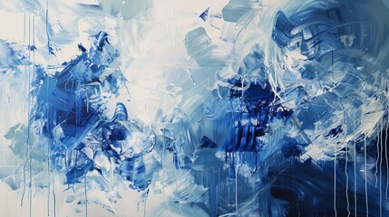 Poster - Abstract blue watercolor painted background