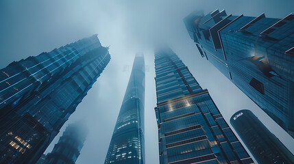 low angle view of skyscrapers in city of China 