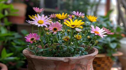 Poster - flower nature garden botany daisy bloom pot