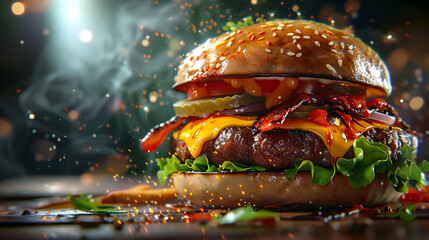Aufkleber - fresh tasty burger