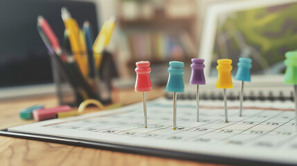 Aufkleber - close up of calendar on the color table planning for business meeting or travel planning concept