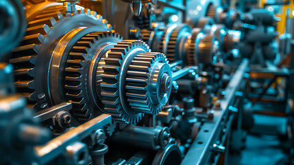 Leinwandbilder - engine gear wheels industrial background