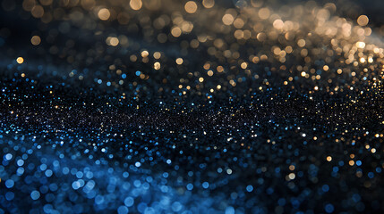 Poster - background of abstract glitter lights. gold, blue and black. de focused