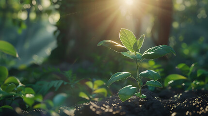 Poster - Young Plant Growing In Sunlight