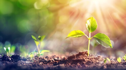 Poster - Young Plant Growing In Sunlight