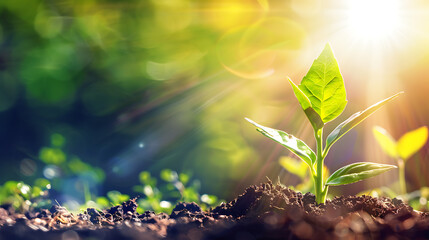Poster - Young Plant Growing In Sunlight