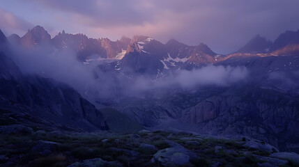 Aufkleber - alpine landscape panorama in the evening, herzogstand mountain