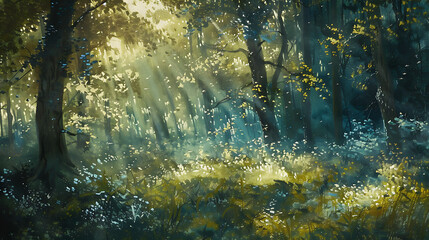 Aufkleber - Wald im Gegenlicht