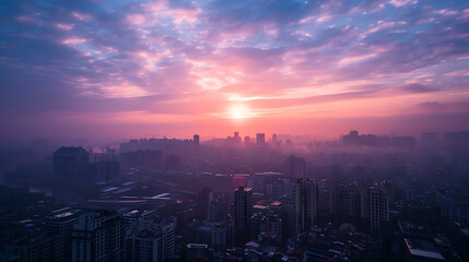 Wall Mural - Paris Skyline Panorama bei Sonnenuntergang mit Eiffelturm