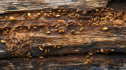 Poster - Wood decay with wood termites , Old grunge dark textured wooden background , The surface of the old brown wood texture