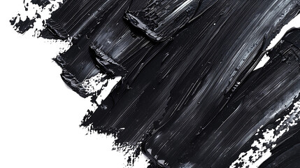 Poster - black brush strokes oil paints on white paper. Isolated on white background. Abstract creative background