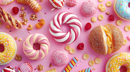 Poster - Unhealthy products. food bad for figure, skin, heart and teeth.