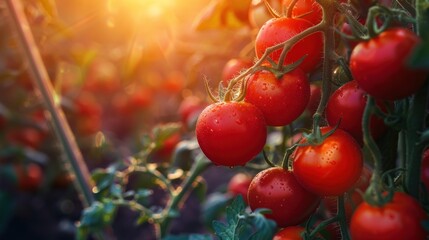 Wall Mural - Ripe Tomatoes in the Garden