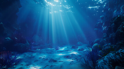 Aufkleber - Underwater Sea - Deep Water Abyss With Blue Sun light