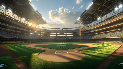 Aufkleber - Professional baseball grand arena in sunlight