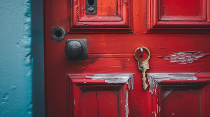 Aufkleber - Open door with keys of house
