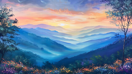 Aufkleber - Smoky mountain sunset