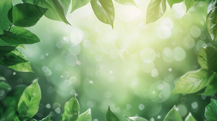 Poster - Nature background, abstract white frame in the leaves with copy space